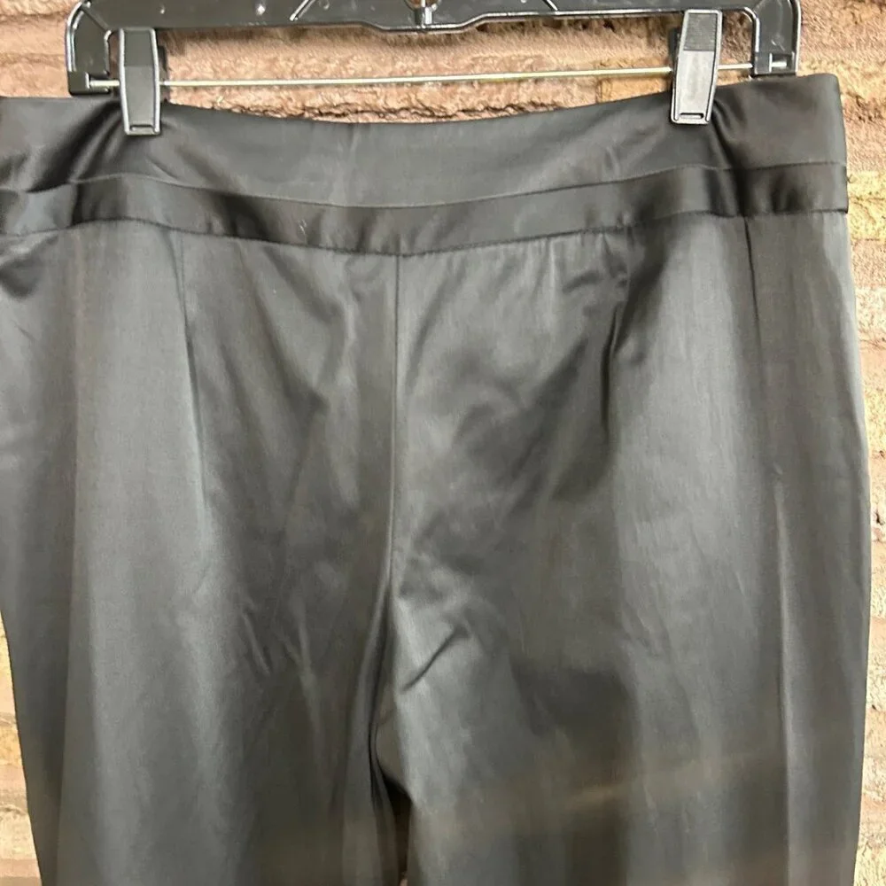 George Women's Black Pants Satin Waist Stripe Flat Front Wide Leg Size 12 - Picture 6 of 9